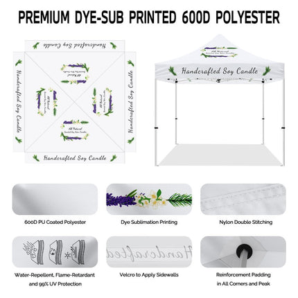 10x10 Craft Fair Tent - Pop Up Customized Canopy Tents for Handmade Soy Candles - ablem8canopy