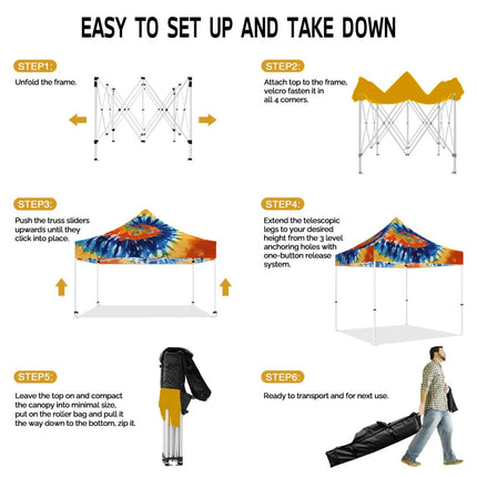 ABLEM8CANOPY 10x10 Pop Up Tie Dye Canopy Tent - ablem8canopy