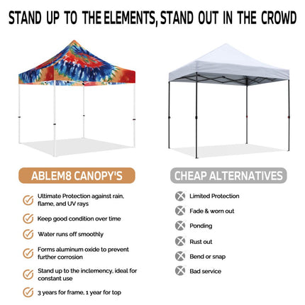 ABLEM8CANOPY 10x10 Pop Up Tie Dye Canopy Tent - ablem8canopy