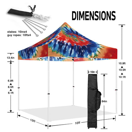 ABLEM8CANOPY 10x10 Pop Up Tie Dye Canopy Tent - ablem8canopy