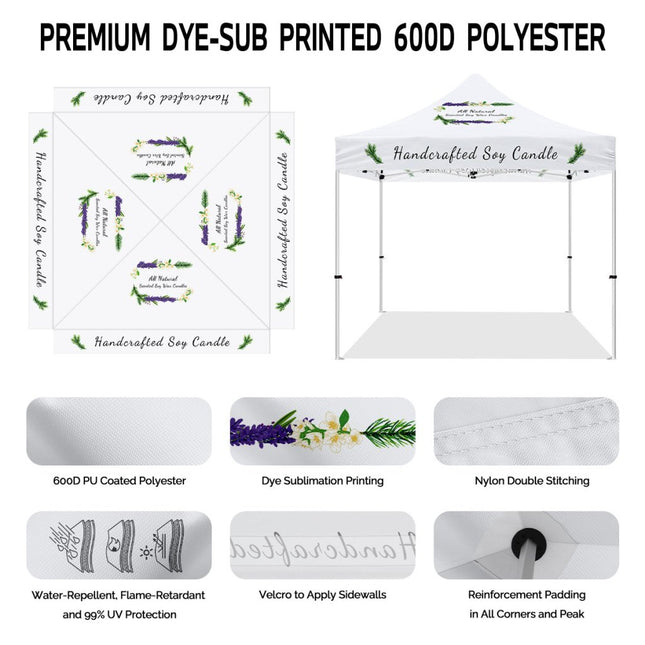 10x10 Craft Fair Tent - Pop Up Customized Canopy Tents for Handmade Soy Candles - ablem8canopy