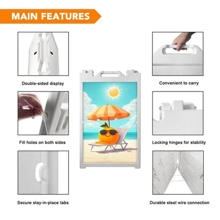 21.5"x28.5" A-Frame Sidewalk Sign – Double-Sided Folding Display for Outdoor Advertising - ablem8canopy