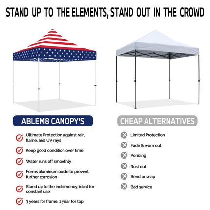 ABLEM8CANOPY 10x10 Pop Up Canopy Tent - American Flag - ablem8canopy
