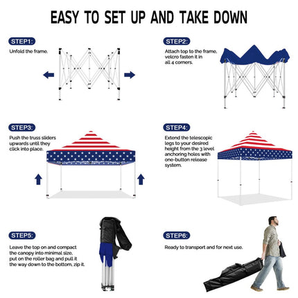 ABLEM8CANOPY 10x10 Pop Up Canopy Tent - American Flag - ablem8canopy