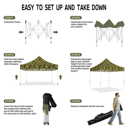 ABLEM8CANOPY 10x10 Pop Up Canopy Tent - Camouflage - ablem8canopy
