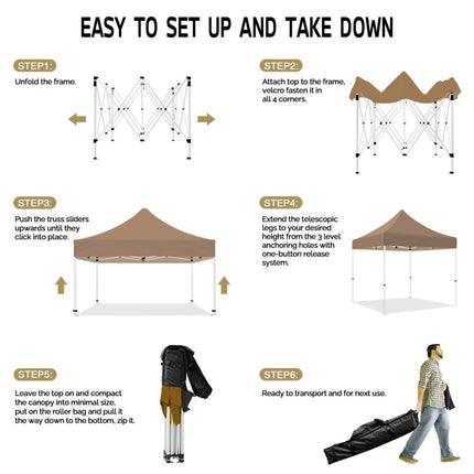 ABLEM8CANOPY 10x10 Pop Up Canopy Tent - Coffee - ablem8canopy