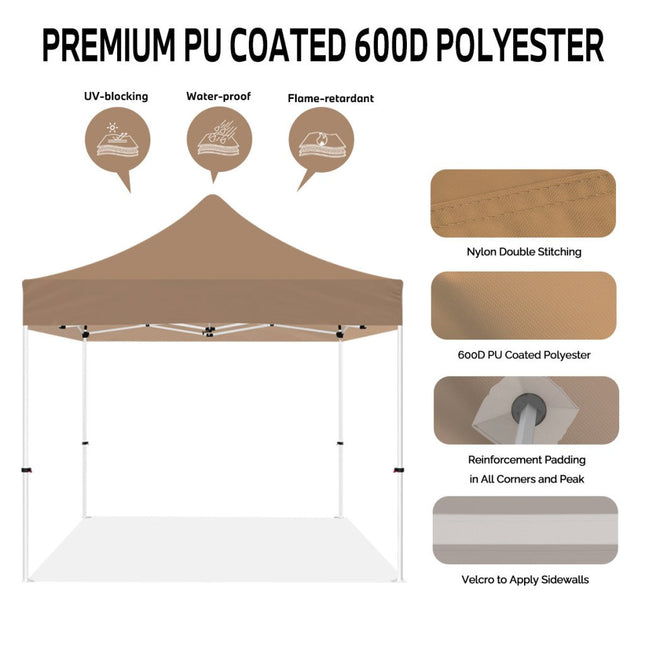 ABLEM8CANOPY 10x10 Pop Up Canopy Tent - Coffee - ablem8canopy
