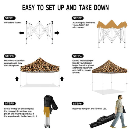 ABLEM8CANOPY 10x10 Pop Up Canopy Tent - Leopard - ablem8canopy