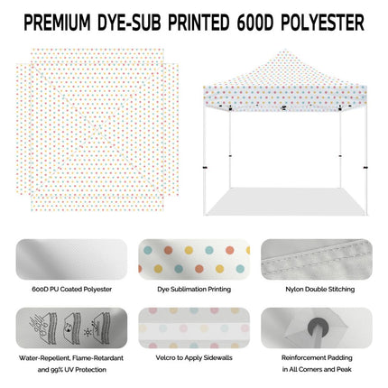 ABLEM8CANOPY 10x10 Pop Up Canopy Tent - Polka Dots - ablem8canopy