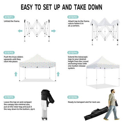 ABLEM8CANOPY 10x10 Pop Up Canopy Tent - Polka Dots - ablem8canopy