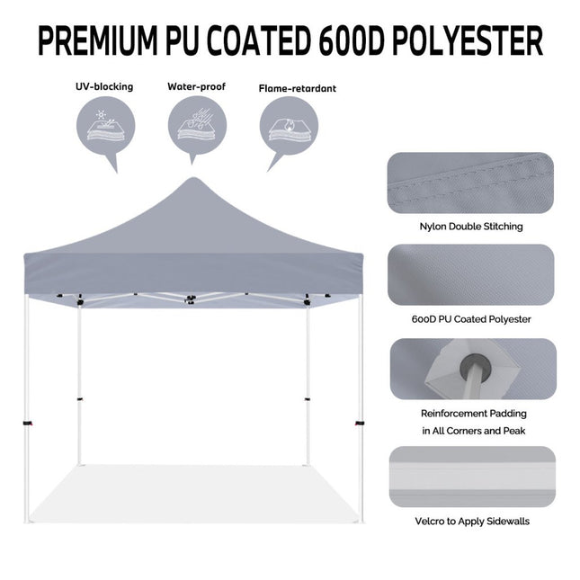 ABLEM8CANOPY 10x10 Pop Up Grey Canopy Tent - ablem8canopy