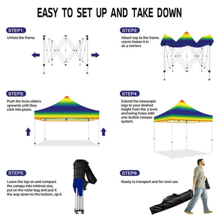 ABLEM8CANOPY 10x10 Pop Up Rainbow Canopy Tent - ablem8canopy