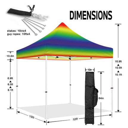 ABLEM8CANOPY 10x10 Pop Up Rainbow Canopy Tent - ablem8canopy