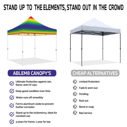ABLEM8CANOPY 10x10 Pop Up Rainbow Canopy Tent - ablem8canopy