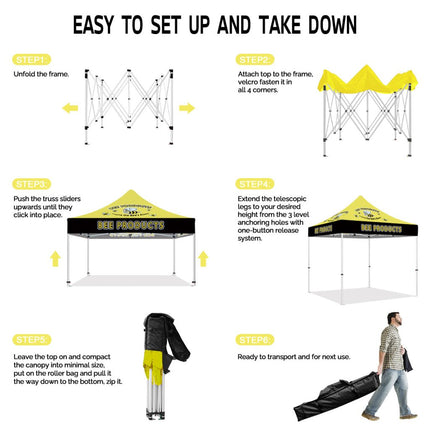 ABLEM8CANOPY Bee Products 10x10 Pop Up Yellow Canopy Tent - ablem8canopy