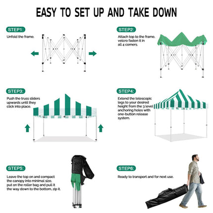 ABLEM8CANOPY Carnival 10x10 Pop Up Canopy Tent - Green - ablem8canopy
