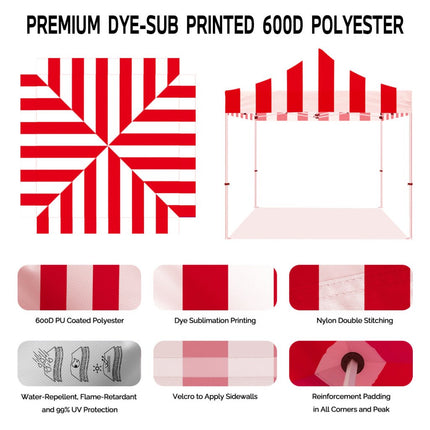 ABLEM8CANOPY Carnival 10x10 Red and White Striped Canopy Tent - ablem8canopy
