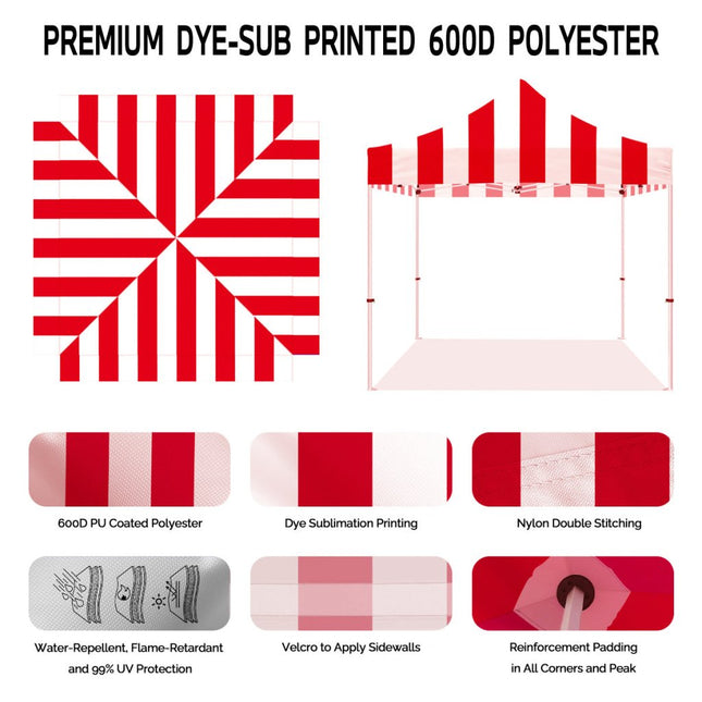 ABLEM8CANOPY Carnival 10x10 Red and White Striped Canopy Tent - ablem8canopy