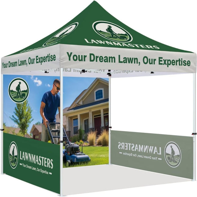 custom logo tent Lawnmasters Tackle 10x10 Custom Canopy Tent