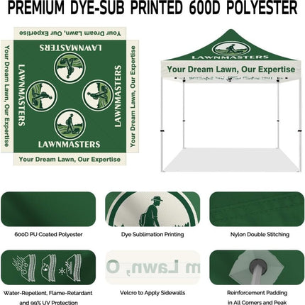 ABLEM8CANOPY Lawnmasters Tackle 10x10 Custom Logo Canopy Tent - ablem8canopy