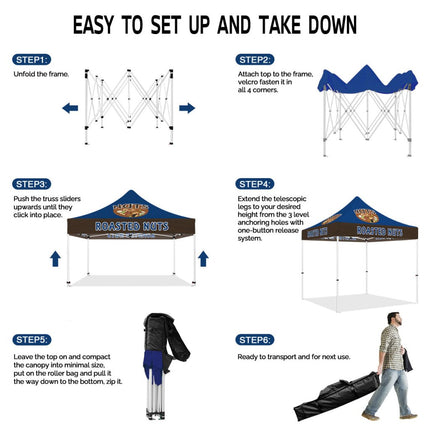 ABLEM8CANOPY Roasted Nuts 10x10 Pop Up Canopy Tent with Company Logo - ablem8canopy