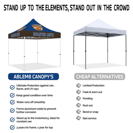 ABLEM8CANOPY Roasted Nuts 10x10 Pop Up Canopy Tent with Company Logo - ablem8canopy