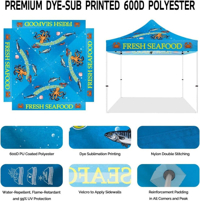 ABLEM8CANOPY Seafood 10x10 Pop Up Tents and Canopies - ablem8canopy