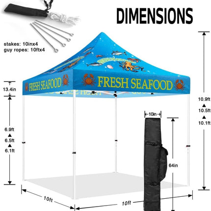 ABLEM8CANOPY Seafood 10x10 Pop Up Tents and Canopies - ablem8canopy