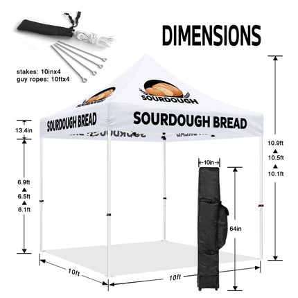 ABLEM8CANOPY Sourdough Bread 10x10 Pop Up Shade Canopy Tent - ablem8canopy