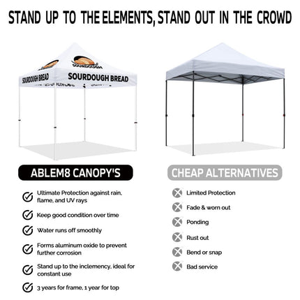 ABLEM8CANOPY Sourdough Bread 10x10 Pop Up Shade Canopy Tent - ablem8canopy