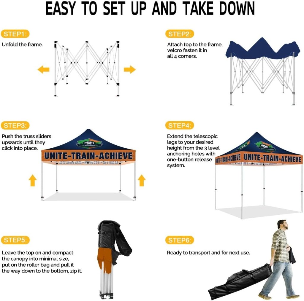 soccer tents UNITE TRAIN ACHIEVE 10x10 Soccer Tent for Soccer Games 1 full wall