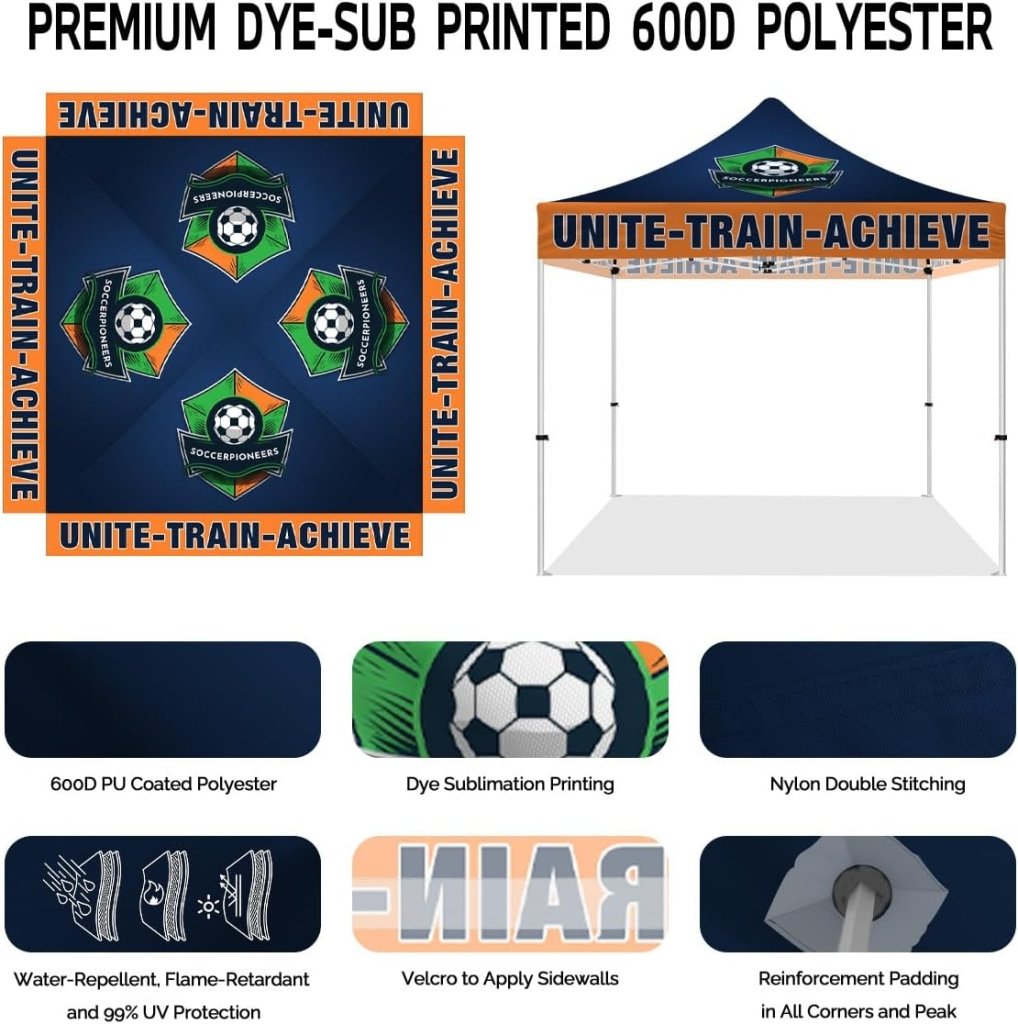tent for soccer games UNITE TRAIN ACHIEVE 10x10 Soccer Tent for Soccer Games 1 full wall