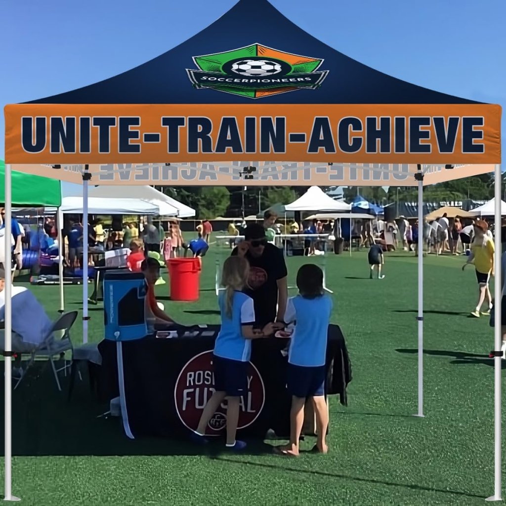 tent for soccer games UNITE TRAIN ACHIEVE 10x10 Soccer Tent for Soccer Games 1 full wall