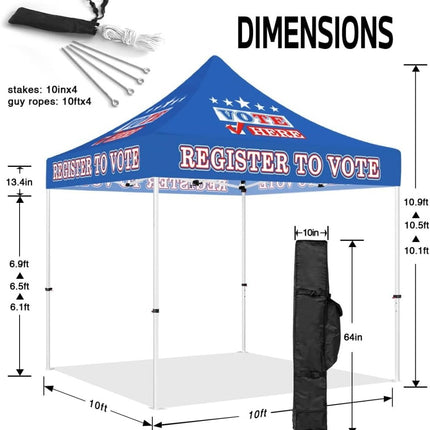 ABLEM8CANOPY Voter Registration 10x10 Commercial Pop Up Canopy Tents - ablem8canopy
