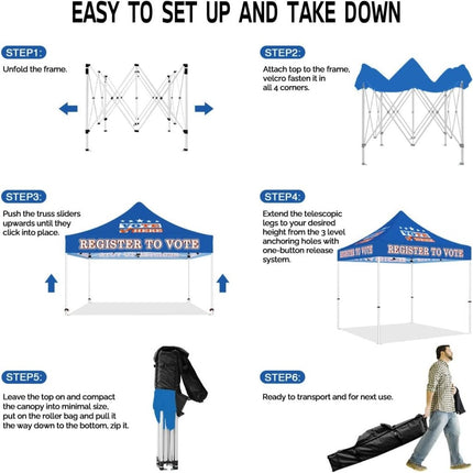 ABLEM8CANOPY Voter Registration 10x10 Commercial Pop Up Canopy Tents - ablem8canopy