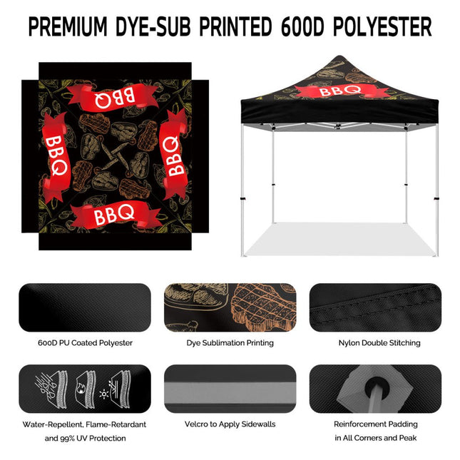 BBQ Tent - 10x10 Themed Pop Up Canopy Tent for BBQ Food Vendors - ablem8canopy