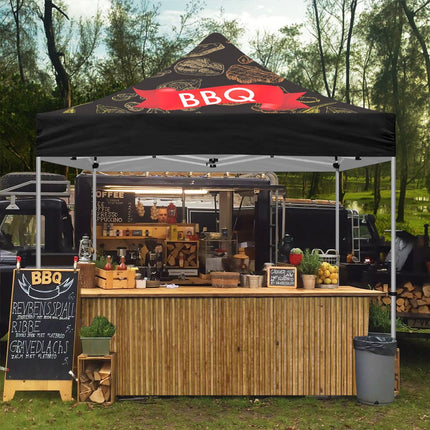 BBQ Tent - 10x10 Themed Pop Up Canopy Tent for BBQ Food Vendors - ablem8canopy