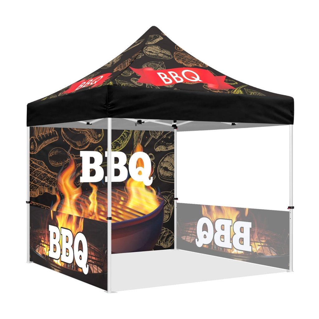 tent for grill BBQ Tent-10x10 Themed Pop Up Canopy Tent-ablem8canopy 1 full and 2 half walls