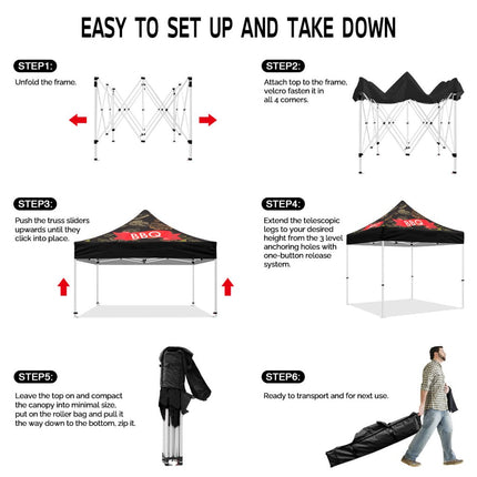 BBQ Tent - 10x10 Themed Pop Up Canopy Tent for BBQ Food Vendors - ablem8canopy