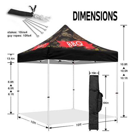 BBQ Tent - 10x10 Themed Pop Up Canopy Tent for BBQ Food Vendors - ablem8canopy