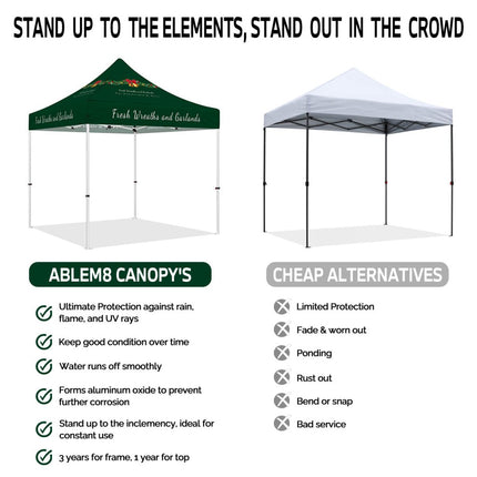 Best Craft Show Tents - 10x10 Tent with Canopy Attached for Fresh Wreaths & Garlands - ablem8canopy