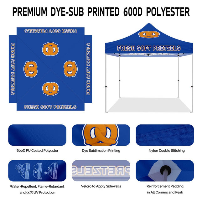 Booth Tents - Fresh Soft Pretzels 10x10 Pop Up Canopy Tent - ablem8canopy