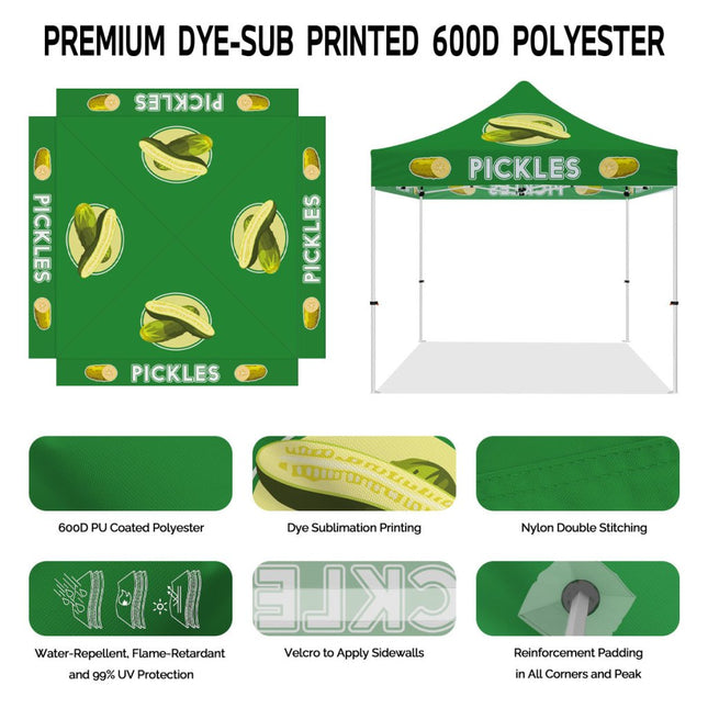 Branded Tent Canopy - ABLEM8CANOPY Pickles 10x10 Easy Pop Up Canopy Tent - ablem8canopy