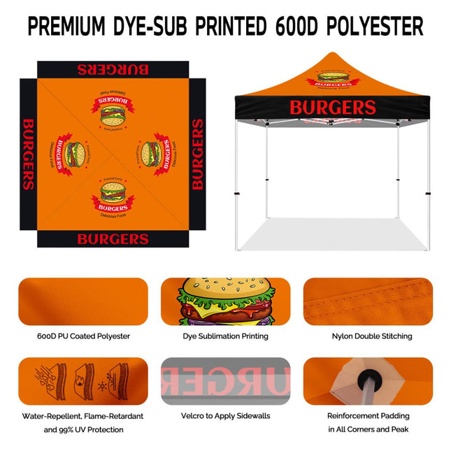 Burger Tent - ABLEM8CANOPY 10x10 Burger Pop Up Tents Canopies - ablem8canopy