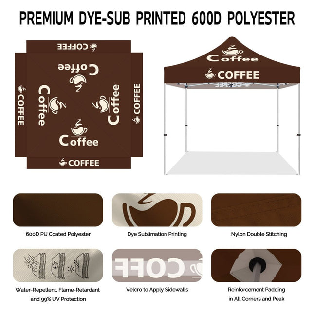 Coffee Canopy - ABLEM8CANOPY Coffee 10x10 Pop Up Canopy Tent - ablem8canopy