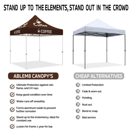 Coffee Canopy - ABLEM8CANOPY Coffee 10x10 Pop Up Canopy Tent - ablem8canopy
