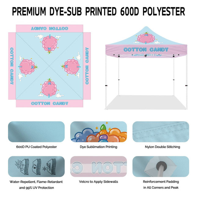 Cotton Candy Tent - Cotton Candy 10x10 Pop Up Canopy and Tent - ablem8canopy