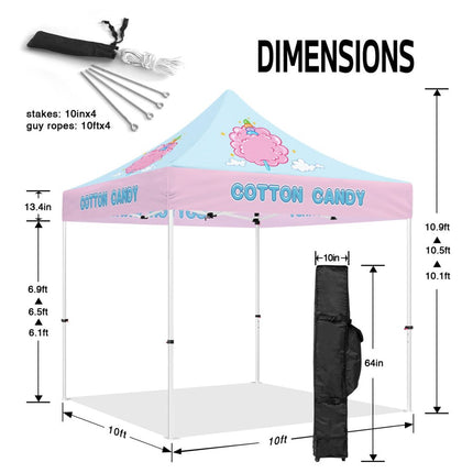 Cotton Candy Tent - Cotton Candy 10x10 Pop Up Canopy and Tent - ablem8canopy