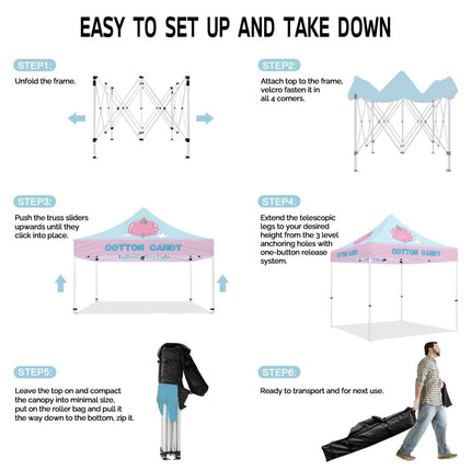 Cotton Candy Tent - Cotton Candy 10x10 Pop Up Canopy and Tent - ablem8canopy