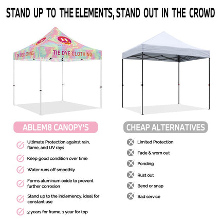 Custom 10x10 Canopy Tent with Company Logo for Tie - Dye Clothing - ablem8canopy